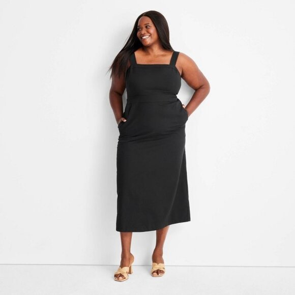 Future Collective Black Sleeveless Maxi Dress By Jenny Lopez Size 26 Cotton & Ra - Picture 1 of 6